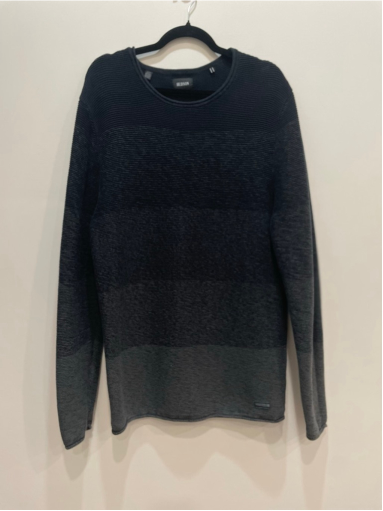Hudson Rollneck Crewneck Sweater Xl Cotton Black Gray Ombre Grunge 90s Preppy